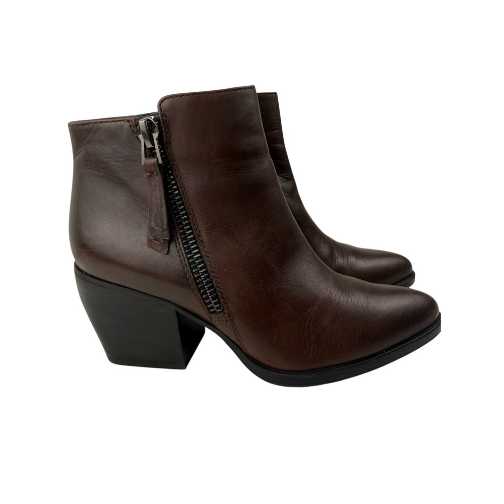 Naturalizer | Freya Brown Leather Double Zip Ankle Boots | Size 7 M